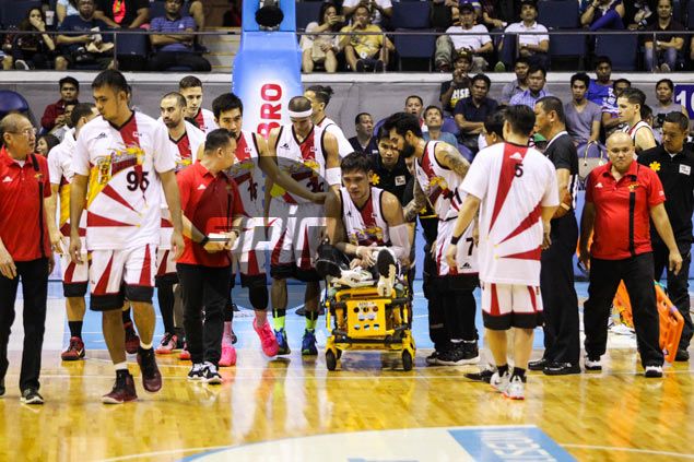 Prayers for June Mar Fajardo after SMB, Gilas star leaves Game Six with knee injury