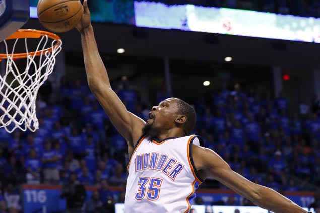 Durant erupts early, Westbrook steadies Thunder late to finish off Spurs and march to West finals