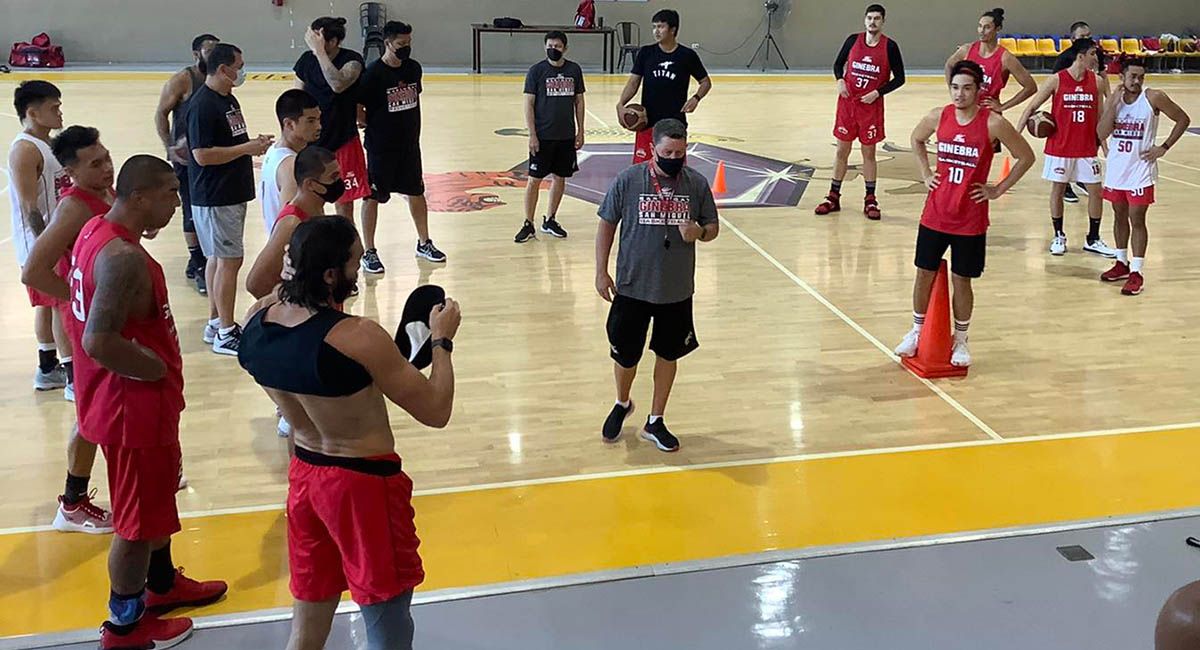 Ginebra practices in Batangas City in preparation for the 2021-2022 PBA season.