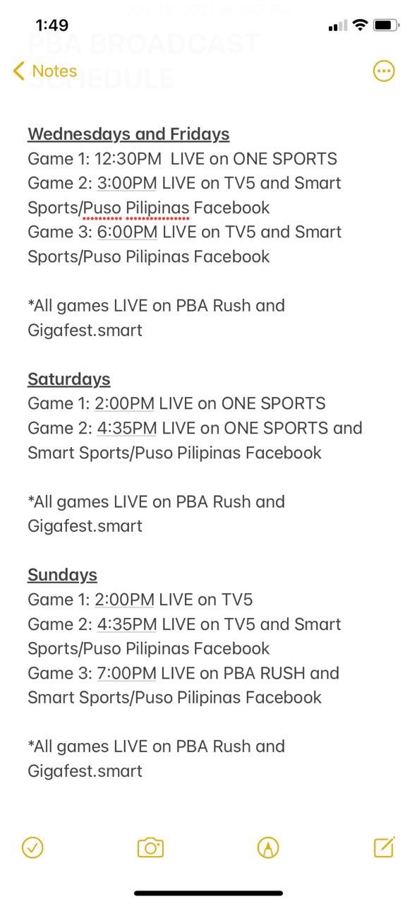 PBA games on TV and livestream schedule