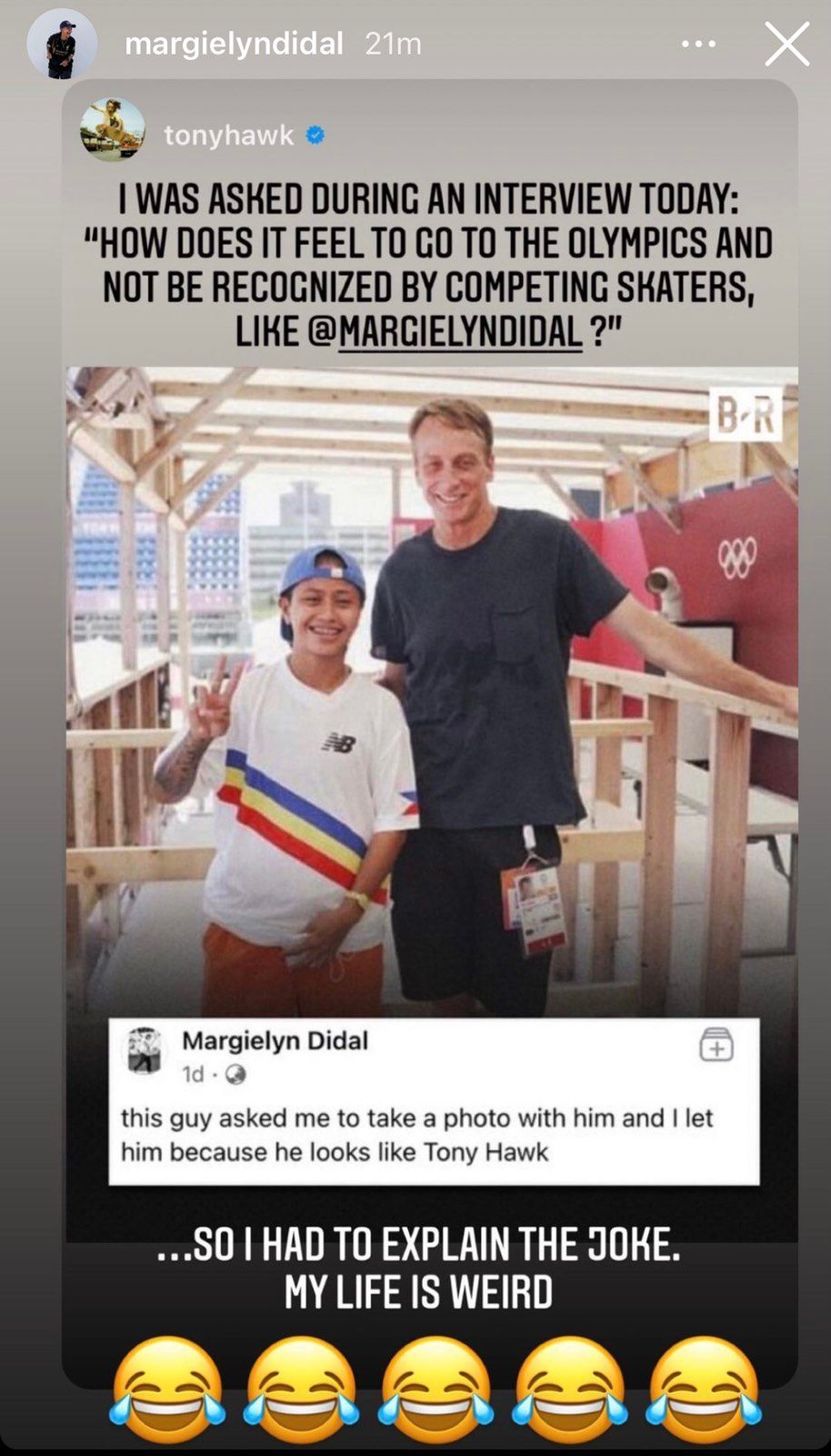 Tony Hawk on Margielyn Didal's viral post