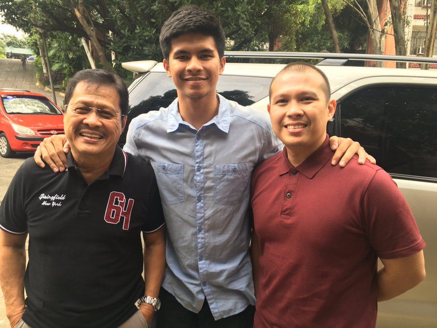Top player agent Marvin Espiritu, right, with dad Danny and Kiefer Ravena who he represents.
