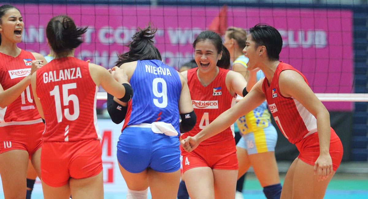 Rebisco celebrates a point in the Asian Club Women's Volleyball Championship