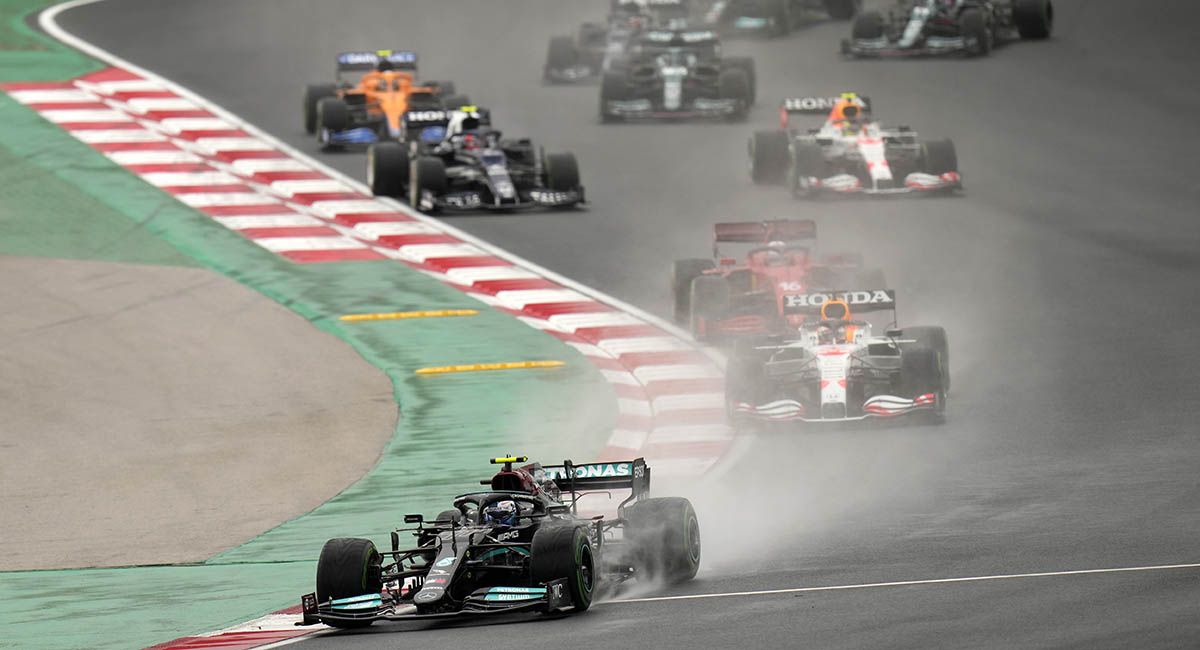 Valterri Bottas of Mercedes leads the Turkish Grand Prix.