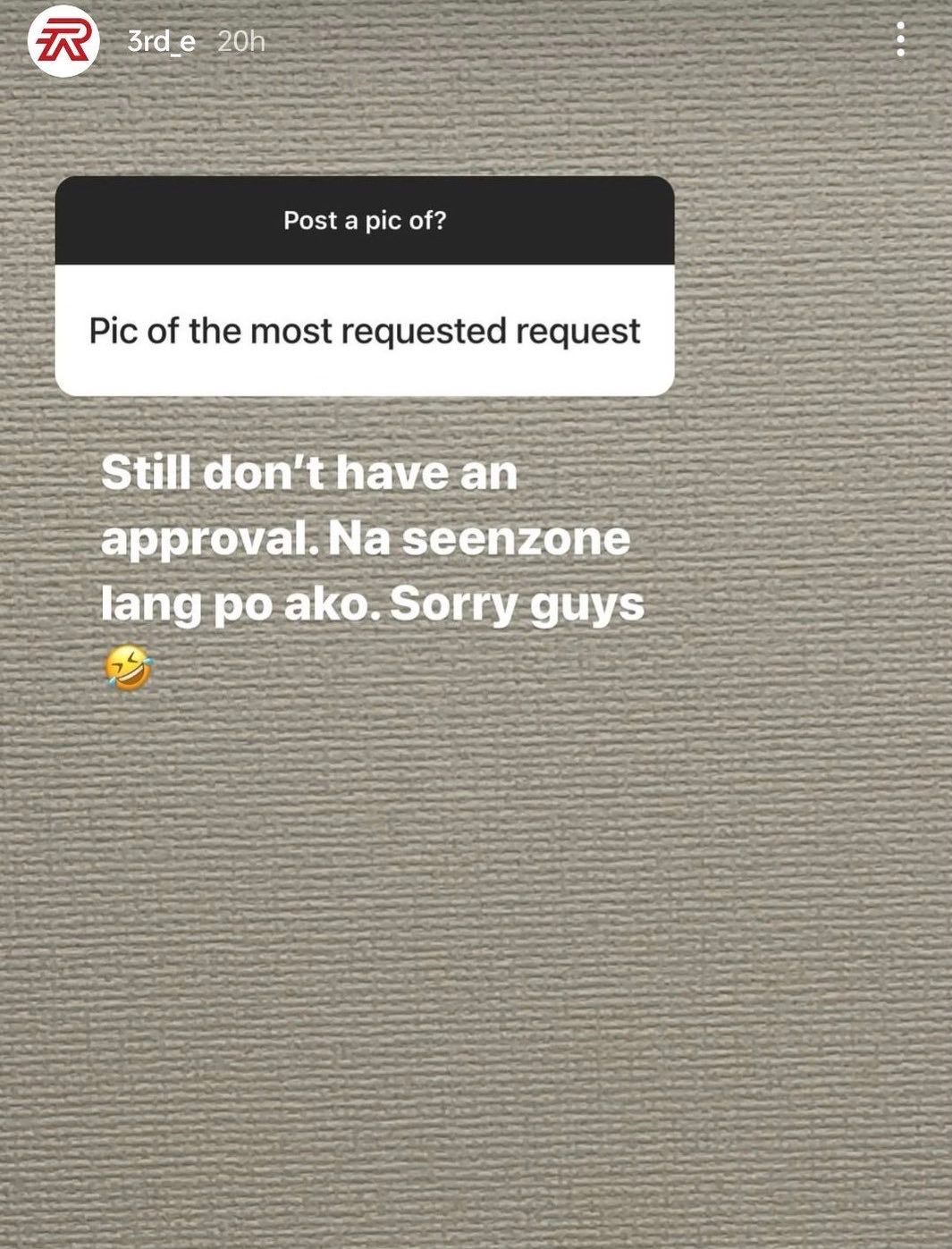 A screenshot from Thirdy Ravena's Instagram Stories.