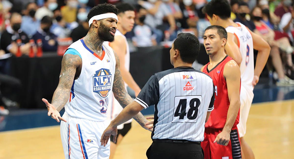 NLEX import Cameron Clark complains to the referee.