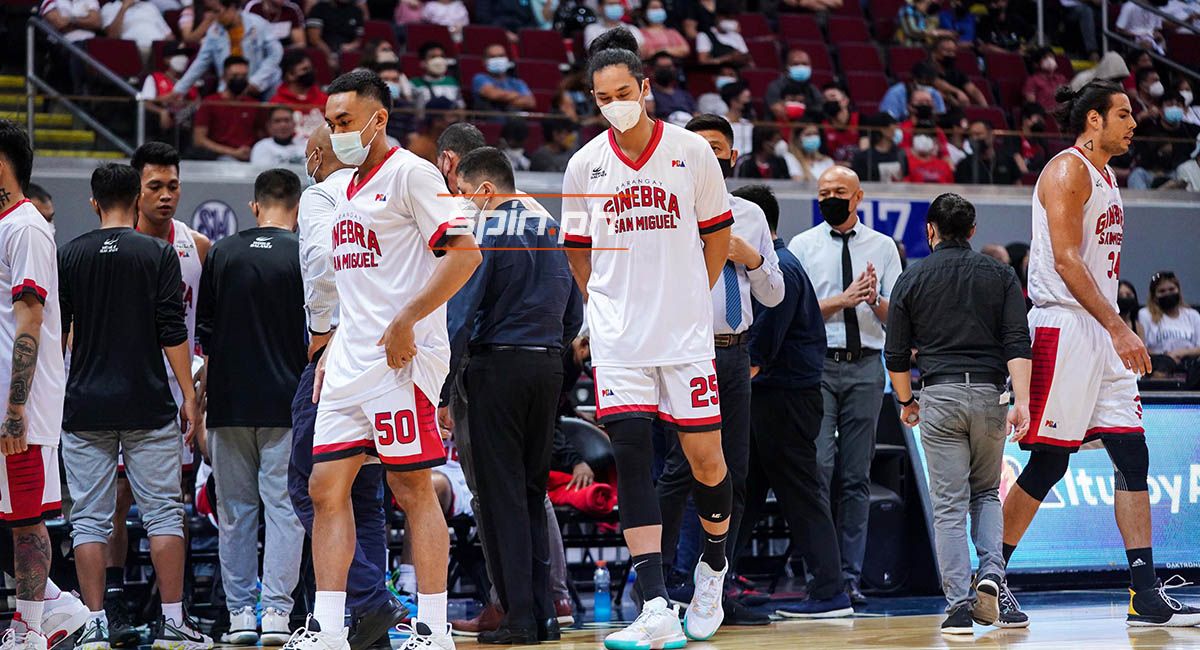 Ginebra forward Japeth Aguilar suited up but did not play in Game Two against Meralco.