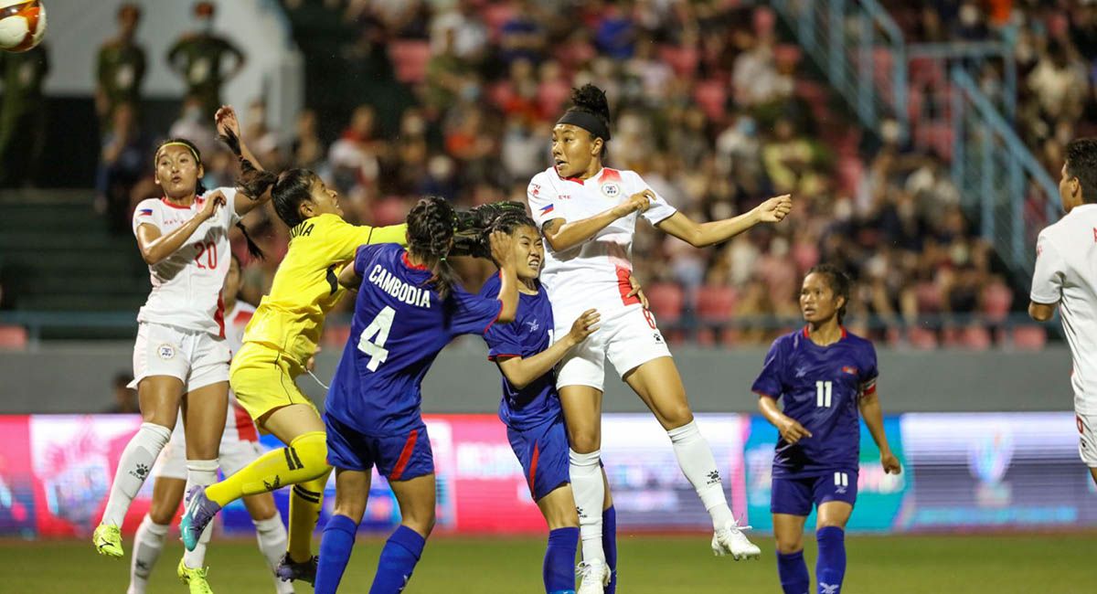 Philippine women's football team versus Cambodia in SEA Games.