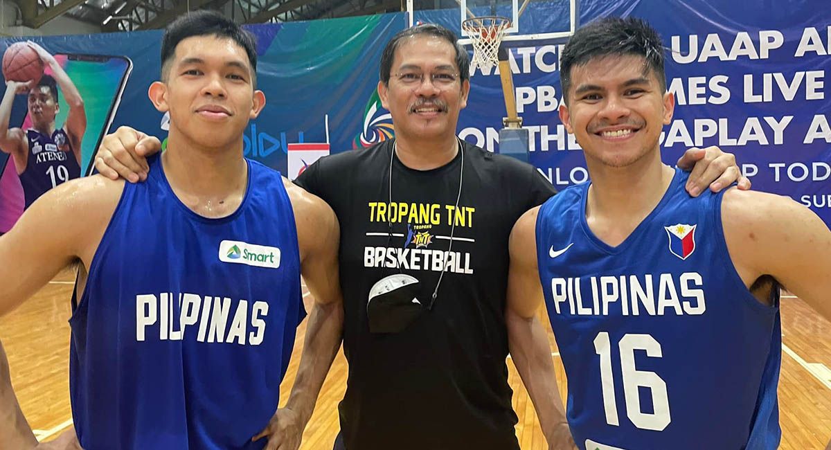 Bong Ravena with sons Thirdy and Kiefer.