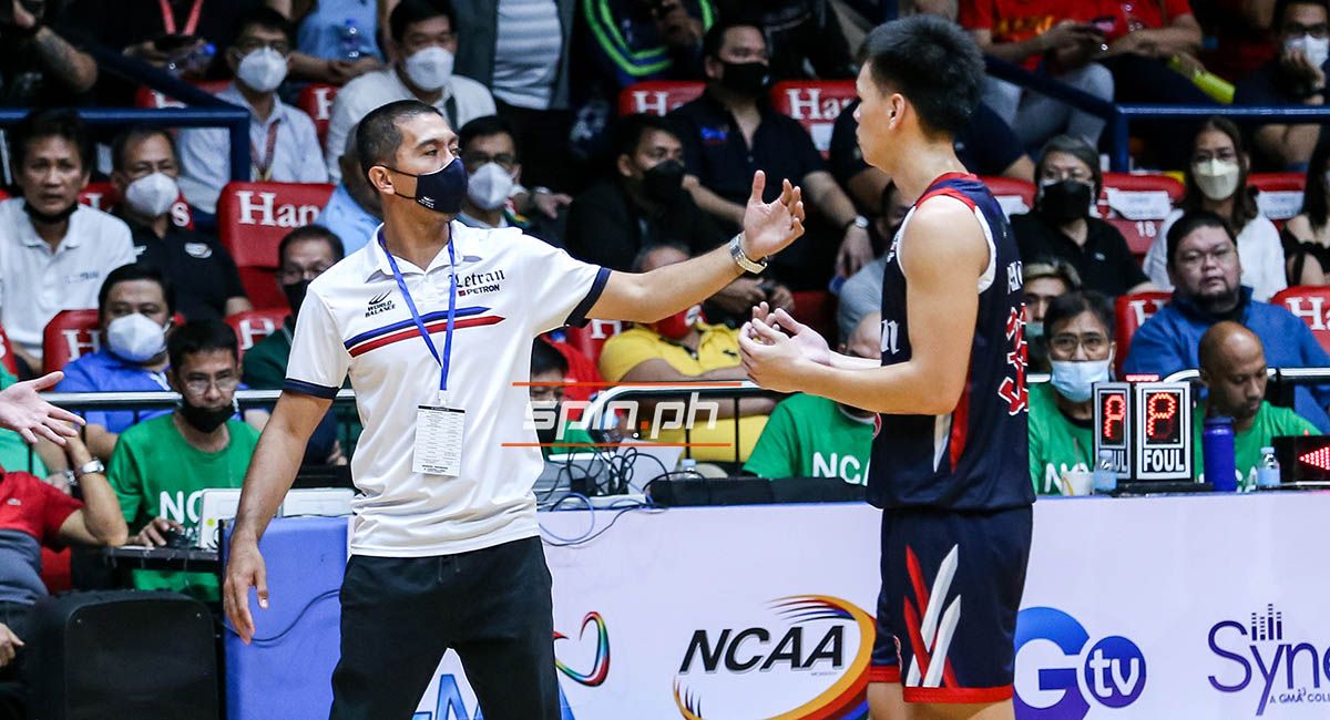 LA Tenorio coaches from the sidelines during Game Two of the Letran-Mapua finals.