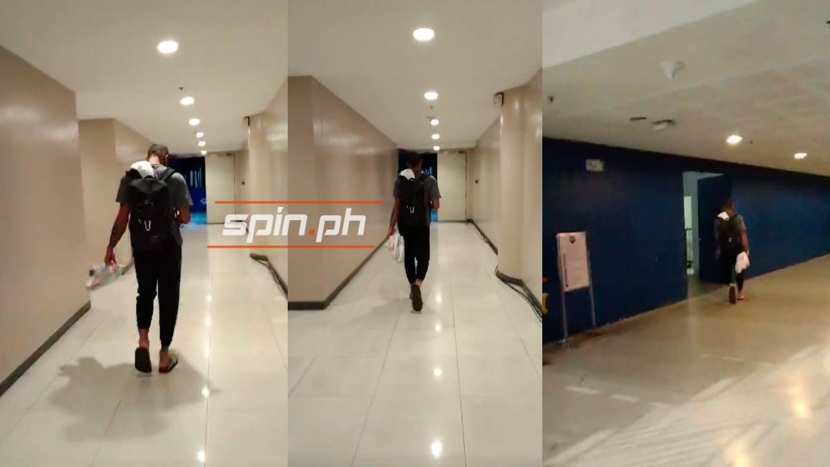 Calvin Abueva heads out of the MOA Arena after his ejection.