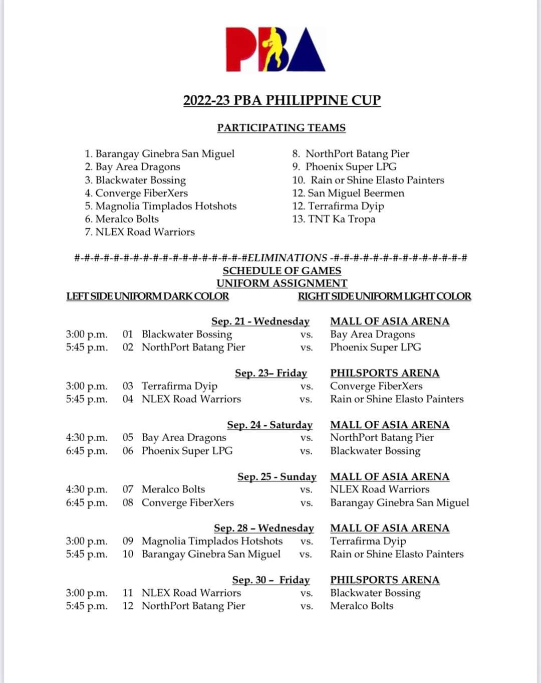 PBA schedule